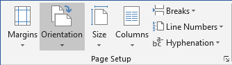 Page Orientation in Word 2016