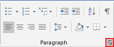 Paragraph group in Word 2016