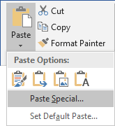 Paste Special in Word 2016 Paste Special in Word 2016