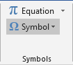 Symbol in Word 2016
