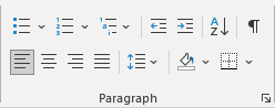 Paragraph group in Word 365