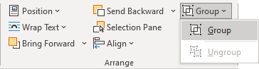 Arrange group in Word 365