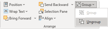 Arrange group in Word 365