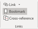 Bookmark button in Word 365