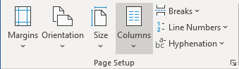 Columns button in Word 365