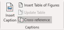 Cross-reference button in Word 365