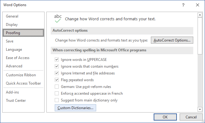 Custom Dictionaries in Word for Microsoft 365 Custom Dictionaries in Word 365