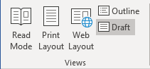 Draft button in Views group in Word for Microsoft 365 Draft button in Views group in Word 365