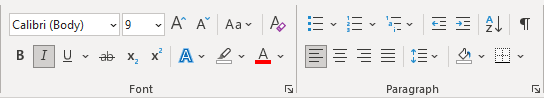 Font and Paragraph groups in Word for Microsoft 365 Font and Paragraph groups in Word 365
