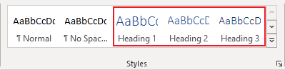 Headings in Word 365