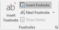 Insert Endnote in Word 365