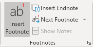Insert Footnote in Word 365