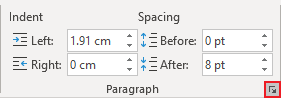 Layout Paragraph group in Word 365