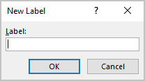 New Label dialog box in Word 365
