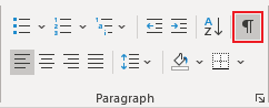 Show/Hide ¶ button in Word 365