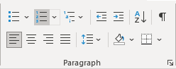 Numbering in Word 365