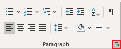 Paragraph group in Word 365