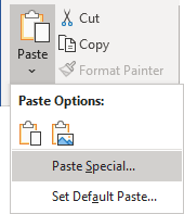Paste Special in Word 365