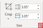 Size dialog box launcher in Picture Format Word 365