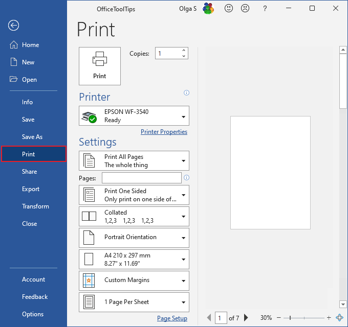 Print in Word for Microsoft 365 Print in Word 365