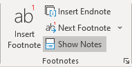 Show Notes button in Word for Microsoft 365 Show Notes button in Word 365