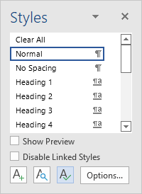 Manage Styles button in Styles pane Word for Microsoft 365 Manage Styles button in Styles pane Word 365
