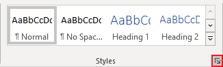 Styles dialog box launcer in Word for Microsoft 365 Styles dialog box launcer in Word 365