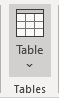 Tables button in Word 365