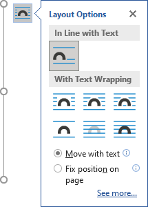 Layout Options button in Word for Microsoft 365 Layout Options button in Word 365