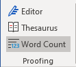 Word Count in Word 365