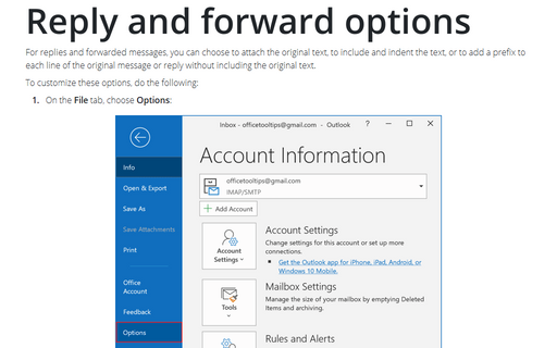 Reply and forward options