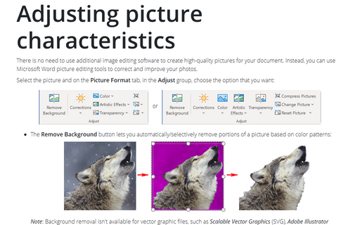 Adjusting picture characteristics