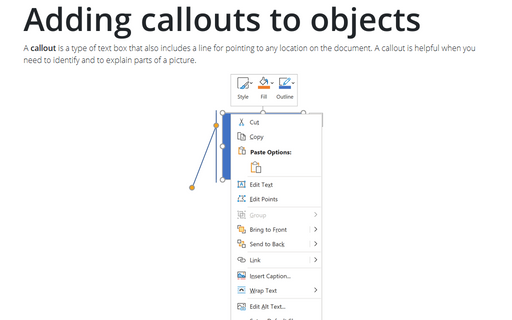 Adding callouts to objects