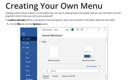 Creating Your Own Menu