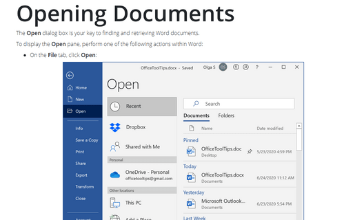 Opening Documents