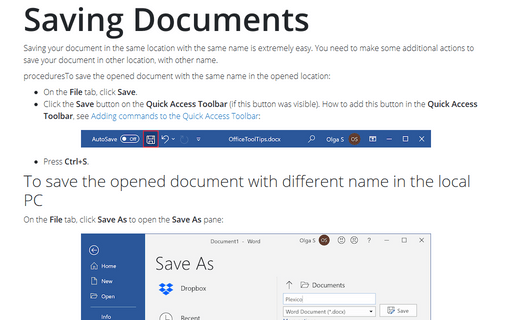 Saving Documents