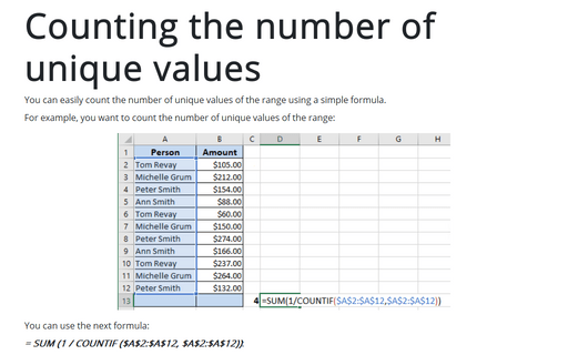 Counting the number of unique values