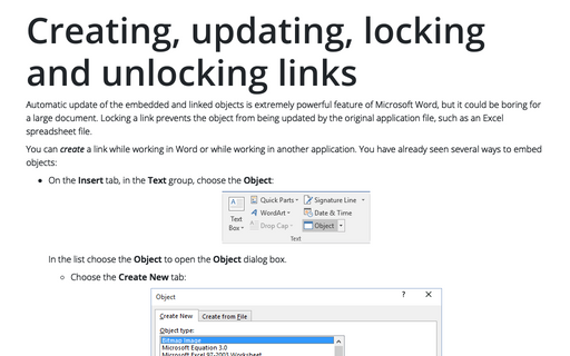 Creating, updating, locking and unlocking links