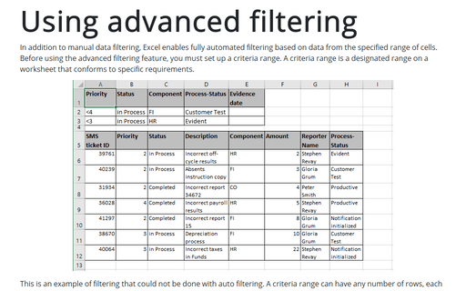 Using advanced filtering