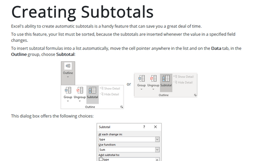 Creating Subtotals