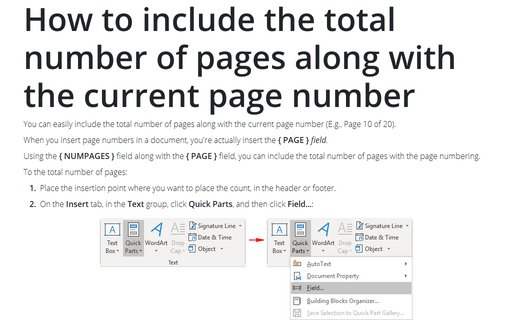 How to include the total number of pages along with the current page number