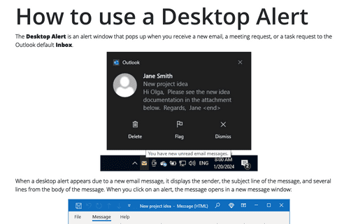 How to use a Desktop Alert