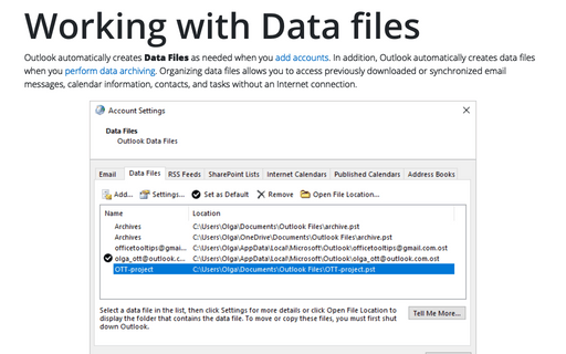 Working with Data files in Outlook