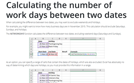 Calculating the number of work days between two dates