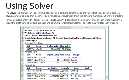 Using Solver