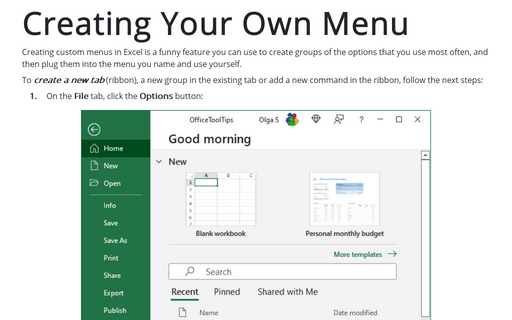 Creating Your Own Menu