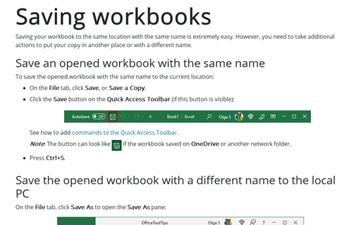 Saving workbooks