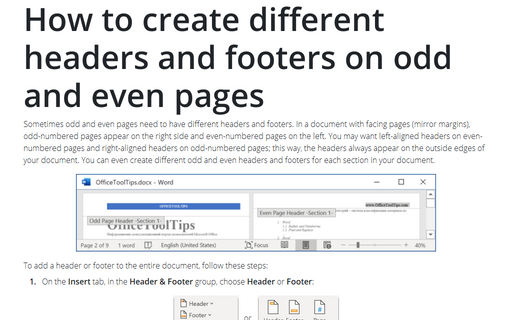 how to change header in word for each page word 2015