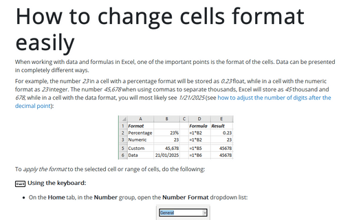 How to change cells format easily