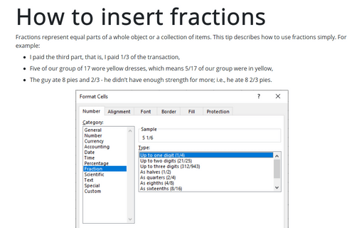 How to insert fractions